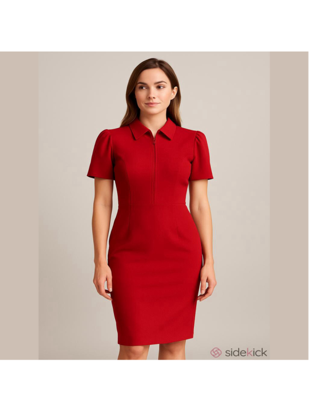 Dress The Population Red Puff Sleeve Collared Midi Dress XL Shirt Dress